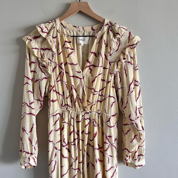 BA&SH Candice Wrap Midi Dress | Printed Crepe de Chine | Size 2 (0) | NWT - Picture 5 of 16